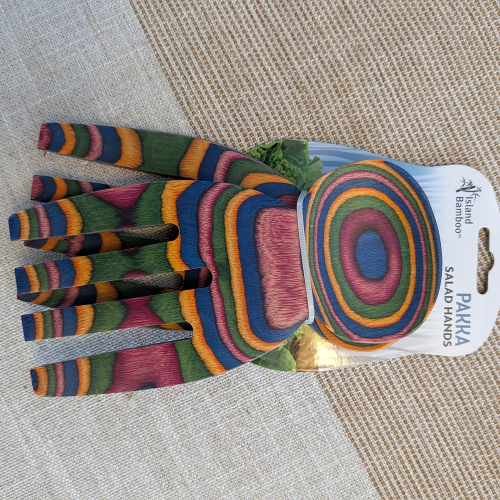 NWT Island Bamboo Pakkawood Salad Hands - Sustainable, Natural, Beautiful!